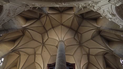 Beautiful-Ceiling,-Stone-Columns-and-Carved-Walls-of-Franciscan-Church