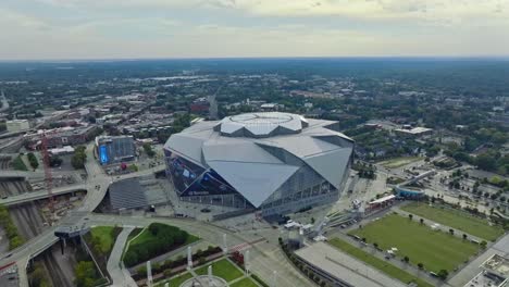 Aerial-view-of-Mercedes-Benz-Stadium-and-sport-fields-in-Atlanta-City