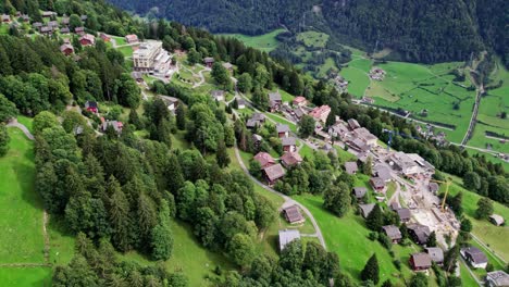 Lush-downhill-residences-of-Braunwald-Glarus-Switzerland-aerial
