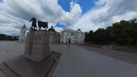 Extreme-Wide-Angle-Hyperlapse-Shot-of-Vilnius-Cathedral-and-Bell-Tower