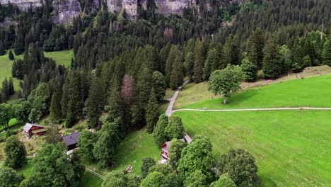 Cable-car-access-to-Braunwald-resort-at-Glarnerland-Switzerland-aerial