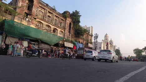 Material-De-Archivo-Del-Mercado-De-Carreteras-De-La-Ciudad-De-Kolkata-Y-Personas