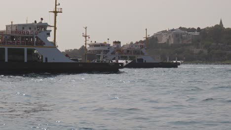 Busy-car-ferries-transport-commuters-continental-crossing-overcast-day