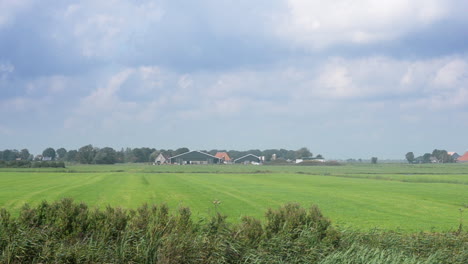 Empty-meadows-for-dairy-gras-farming,-MOVING-CAMERA