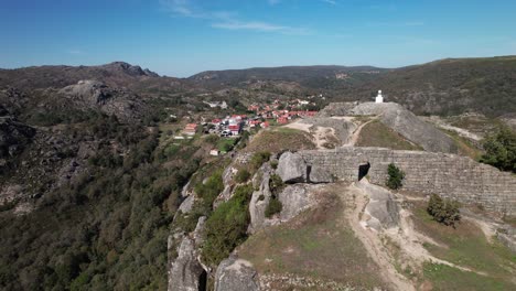 Fly-Above-Castle-of-Castro-Laboreiro-in-Portugal