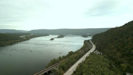 Aerial-Drone-view-of-Appalachian-Mountains-and-Susquehanna-River