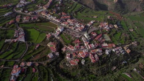 Cinematic-aerial-view-over-the-city-of-Valsequillo-on-the-island-of-Gran-Canaria-on-a-sunny-day