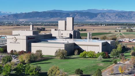 Fort-Collins-Anhueser-Bush-plant-brewery-2023-fall-mountains-in-the-distance