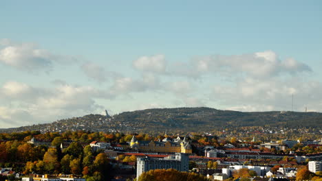 Timelapse-of-Oslo-city-in-autumn,-capital-of-Norway
