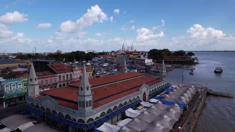 Aerial-view-Ver-o-Peso-Iron-Market-on-the-shores-of-Guajará-Bay