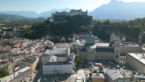 Cinematic-Drone-Shot-Reveals-Salzburg-Castle---Pan-Up