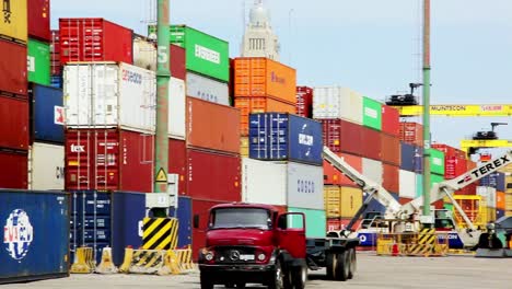 Heavy-cranes-and-machinery-in-operation-at-Port-of-Santos,-São-Paulo,-Brazil