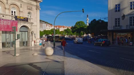 Downtown-Lisbon-city-centre-and-people-are-commuting-to-work-and-to-play