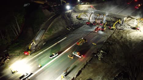 The-demolition-of-the-Sunnivale-Road-bridge-over-Highway-400-in-Barrie,-Ontario,-Canada