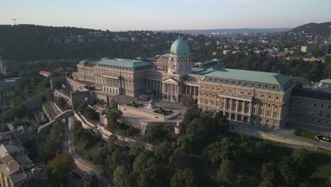 Buda-Castle,-Budapest,-Hungary---Cinematic-Orbiting-Shot