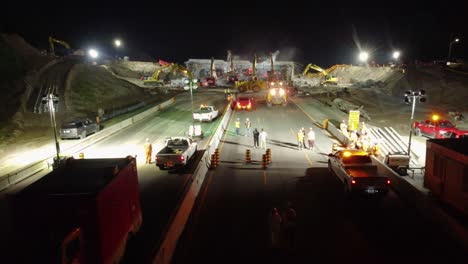 Aerial-view-of-the-demolition-works-of-the-Sunnivale-bridge-in-Barrie,-Ontario,Canada