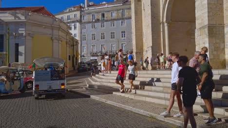 Residents-of-Lisbon-dressed-for-the-weather-and-going-about-their-daily-routines