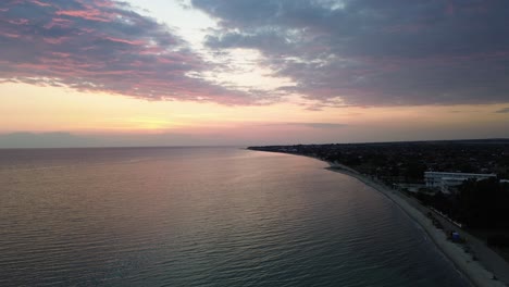 Flogita's-Twilight-Charm:-Aerial-View-of-Sunset-in-Greece-Halkidiki