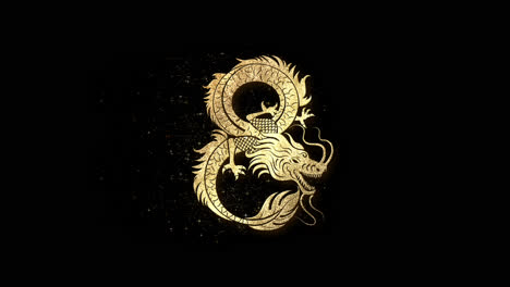 Chinesisches-Tierkreiszeichen,-Jahr-Des-Drachen,-Sternzeichenschleife,-Glitzernde-Goldpartikel-Symbolisierten-Glück-Und-Wohlstand