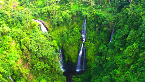 Cataratas-De-Fiji-Y-Piscina-De-Selva-Tropical-Que-Parecen-La-Cuna-De-La-Vida,-Bali.