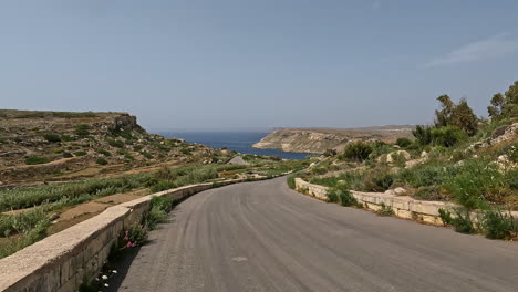 Cinematic-stabilized-shot-of-a-road-on-Malta,-Europe