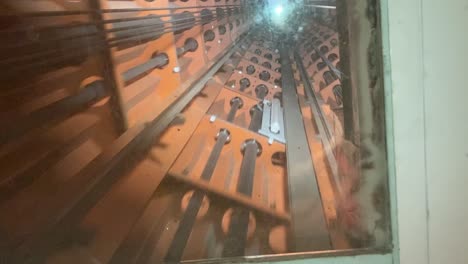 Inside-the-lift-at-Atomium-in-Brussels,-Belgium