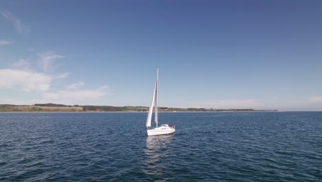 Low-Level-Cinematic-View-of-Sailboat-Sailing-Close-to-the-Danish-Coastline