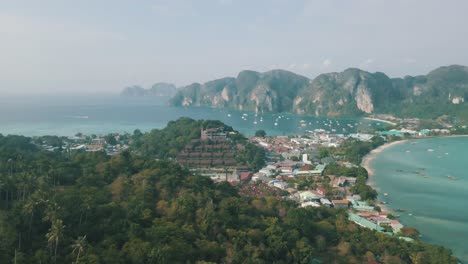 Stunning-drone-footage-of-Phi-Phi-Islands-in-Thailand-on-a-sunny-day