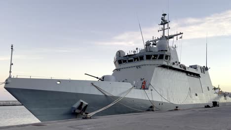 Patrol-boat-P41-Meteoro-of-the-Spanish-Navy-docked-in-the-port-of-Santa-Cruz-de-Tenerife-at-sunset