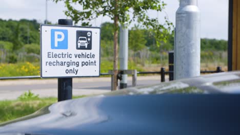 Electric-Vehicle-sign-at--car-park-charging-station