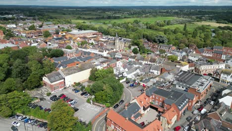 Establishing-aerial-shot-Christchurch-Dorset-England