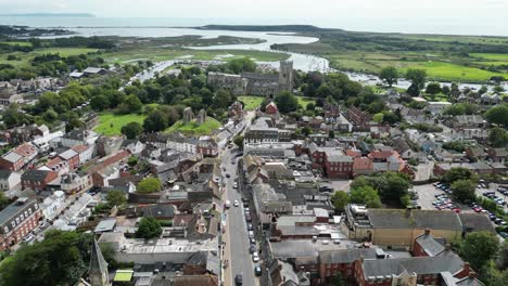 High-Street-Christchurch-Dorset-Großbritannien-Drohne,-Antenne