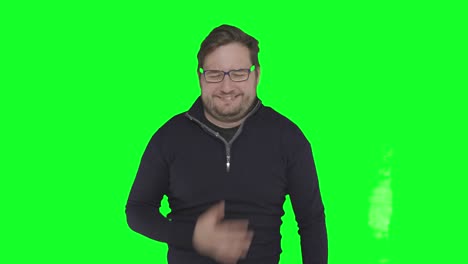 caucasian-model-laughing-holding-stomach-with-hand-looking-straight-in-camera-alpha-channel-green-screen