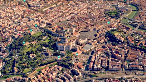 Vatican-city-animation-graphics-Media,-Point-of-interest-aerial-shot,-Rome-Italy,-Earth-Application-Video