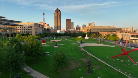 The-Pappajohn-Sculpture-Park-at-sunset