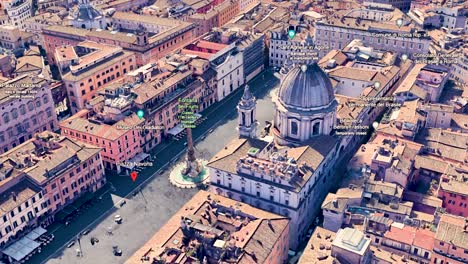 Zielort-Piazza-Navona,-Rom,-Italien,-Point-of-Interest-Animationsgrafikmedien,-Erdanwendungsmaterial