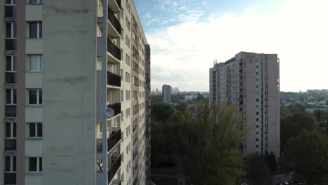Marymont-Ruda-close-up,-housing-estate-apartments,-communism-block-of-flats-in-Poland
