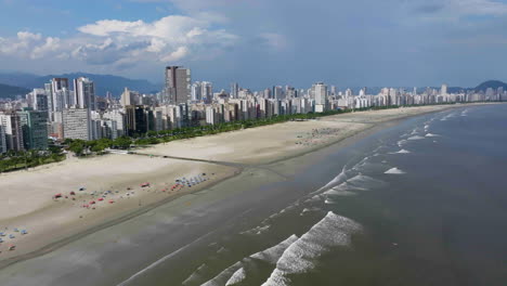 Panoramic-drone-shot-of-the-beaches-and-the-coast-of-Santos-city