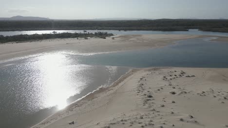 Low-flyover:-Tidal-sand-flat-at-Noosa-Heads-river-bar-in-Queensland-AU