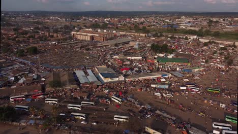 Drone-Video-of-Mbare-High-Density-Suburb-Township-Market-Complex-In-Harare,-Zimbabwe