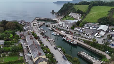 Establishing-aerial-shot-Charlestown-Cornwall-UK