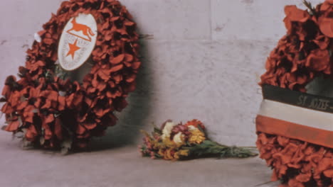 Floral-Tributes-on-the-Ground-at-Cenotaph-War-Memorial-in-London-in-1970s