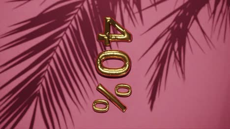 Golden-ballon-40-Percentage-in-Tropical-Shadows-on-pink-background-vertical