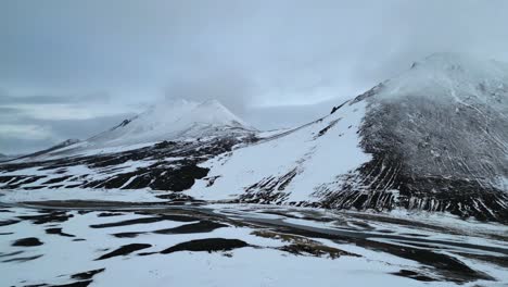 Fuel-station-in-the-middle-of-the-scenic-landscape-covered-with-ice,-Iceland