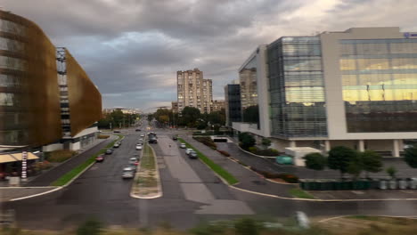 Belgrade-cityscape,-capital-of-Serbia,-from-a-passenger-train-window