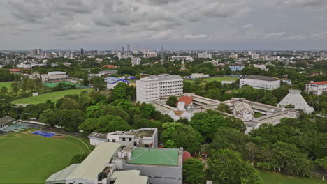 Colombo-Sri-Lanka-Aerial-v22-low-level-drone-flyover-Cinnamon-Gardens-capturing-University-campus-grounds,-cricket-fields-and-Thimbirigasyaya-cityscape-views---Shot-with-Mavic-3-Cine---April-2023