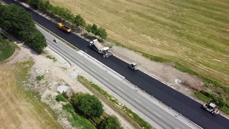 Road-repair,-asphalt-paver.-Drone
