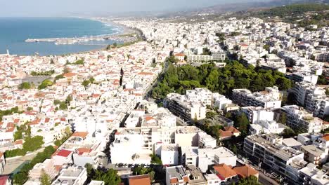 Township-of-Rethymno-on-sunny-warm-dat,-aerial-view