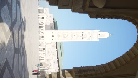 Hassan-II-Grand-Mosque-seen-through-an-archway---vertical-orientation