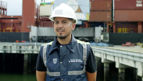 shot-of-man-smiling-at-port,-customs